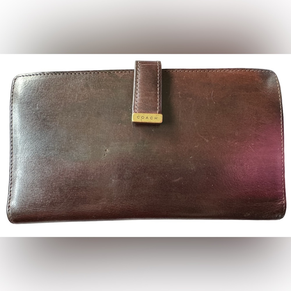 Coach Vintage Kisslock Mahogany Leather Wallet - Picture 1 of 14